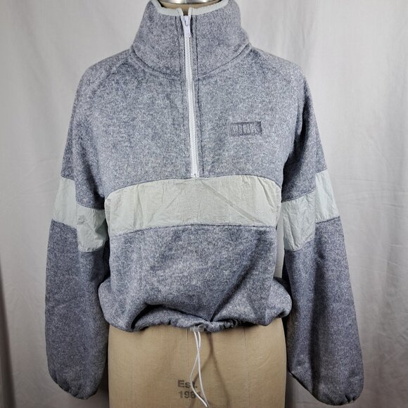 Victoria's Secret Pink Cropped Pullover Drawstring Fleece Small Heather Gray - Picture 1 of 11